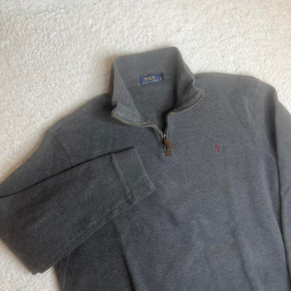 Polo Ralph Lauren men's grey quarter zip sweater 1/4 preppy pullover xxl